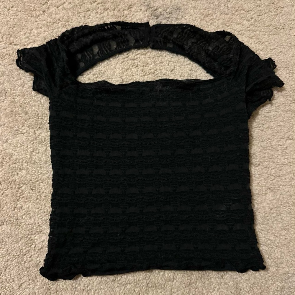 Cute ruffled square neck open back top from Free People